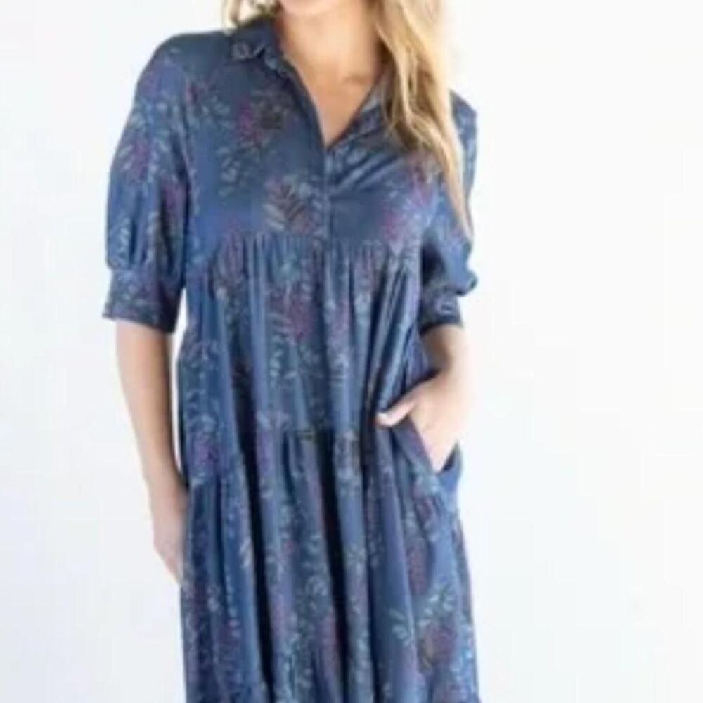 Natural-life Women's Blue and Navy Dress